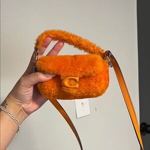 Coach Orange Fuzzy Handbag